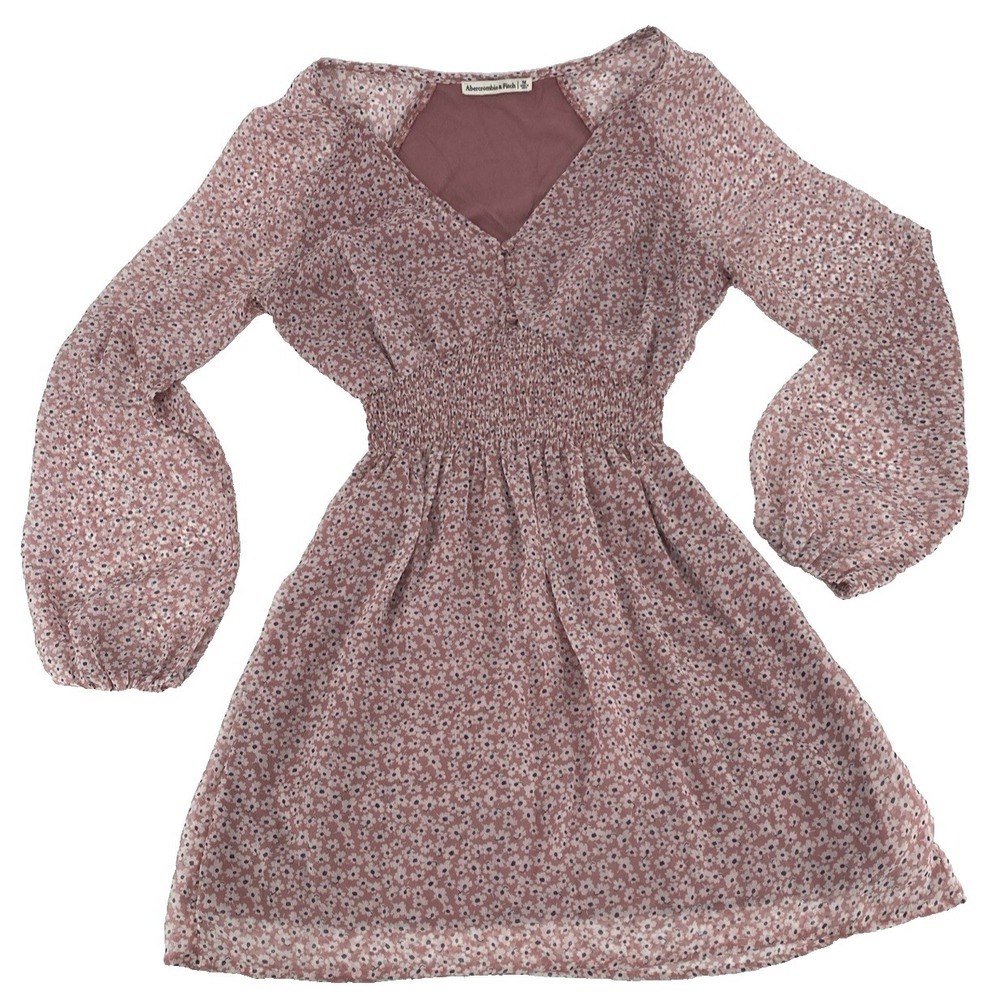 Abercrombie & Fitch  Y2k Babydoll Floral Chiffon Peasant Sleeve Mini Dress Med.
